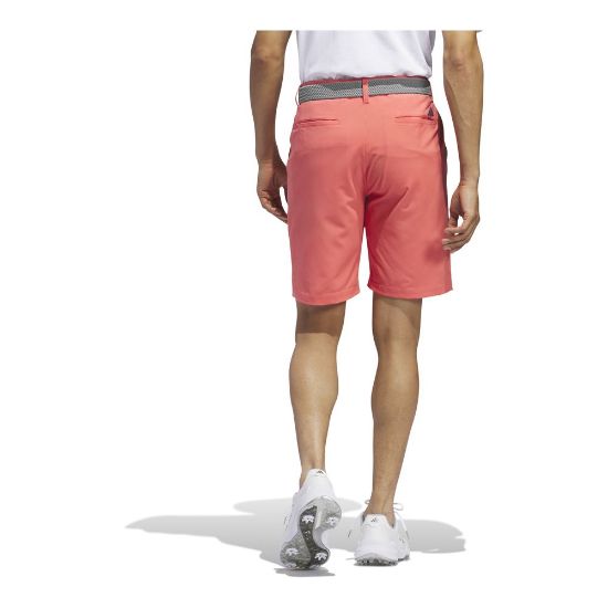 Model wearing adidas Men's Ultimate 365 Preloved Scarlet Golf Shorts Back View