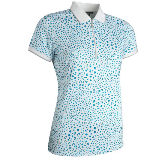 Glenmuir Ladies Amelia White/Cobalt Golf Polo Shirt Front