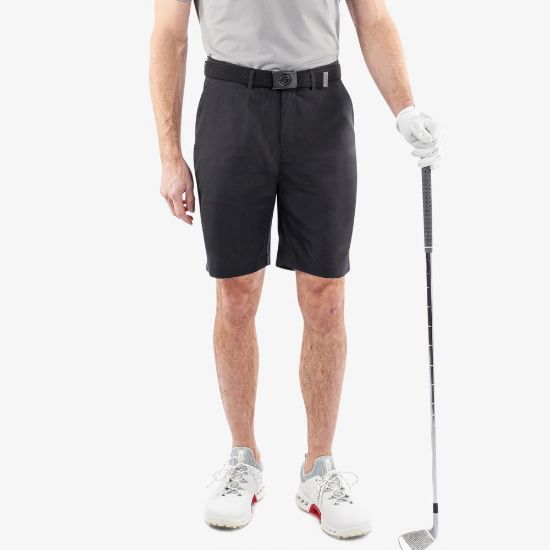 Model wearing Galvin Green Men's Percy V8+ Black Golf Shorts