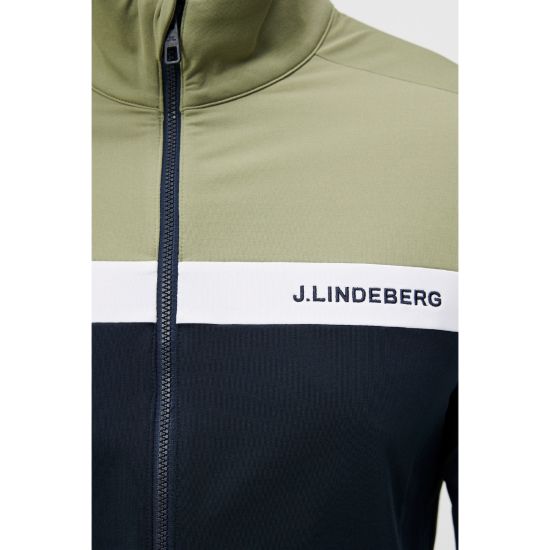 Model wearing J.Lindeberg Men's Jarvis JL Navy Golf Midlayer Front