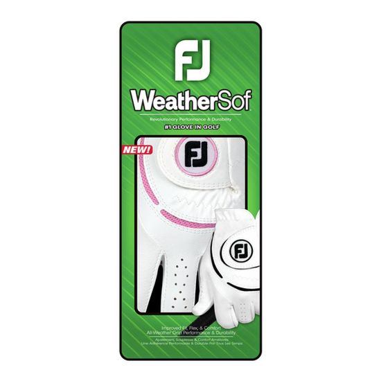 FootJoy Ladies WeatherSof White/Pink Golf Glove