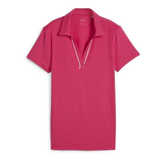  Puma Ladies Cloudspun Piped Garnet Golf Polo Shirt Front View