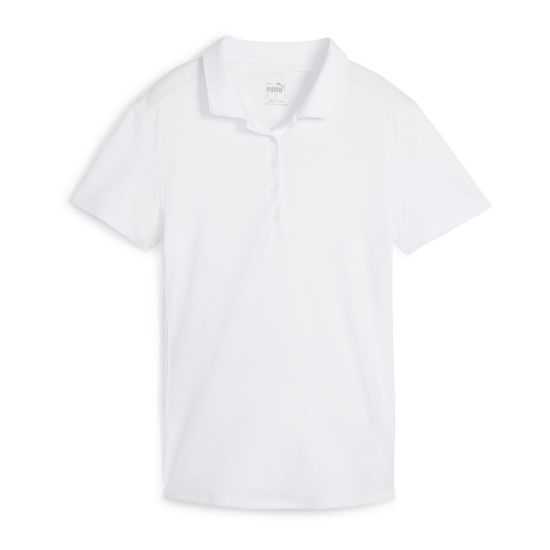 Puma Ladies Pure White Golf Polo Shirt Front View
