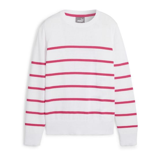 Puma Ladies Resort Crewneck White Golf Sweater Front View