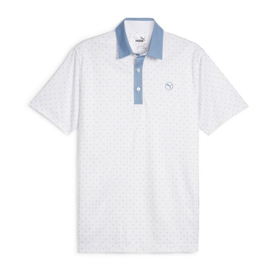 Puma Men's Geo White Golf Polo Shirt Front View
