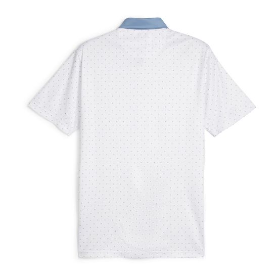 Puma Men's Geo White Golf Polo Shirt Back View