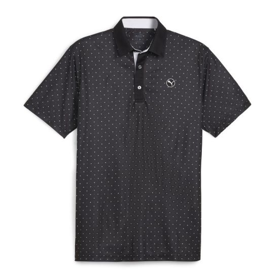 Puma Men's Geo Black Golf Polo Shirt Front View