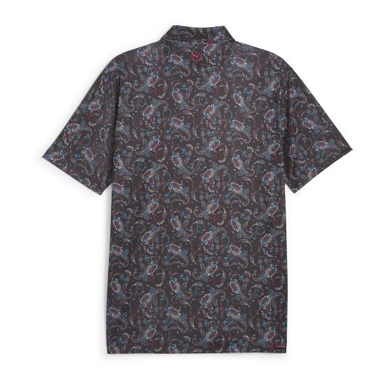 Puma Men's Cloudspun Paisley Black Golf Polo Shirt Back View