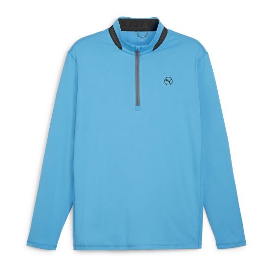 Puma Men's Lightweight 1/4 Zip Blue Golf Midlayer Front View