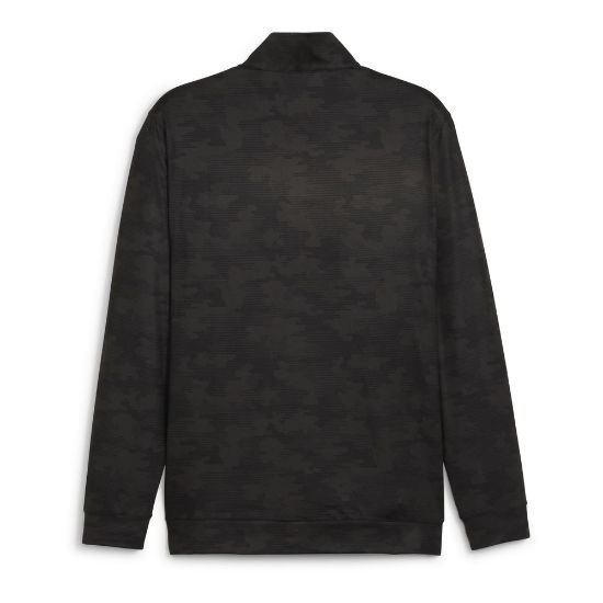 Puma Men's Cloudspun Camo 1/4 Zip Black Golf Midlayer Back View