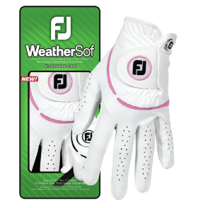 FootJoy Ladies WeatherSof White/Pink Golf Glove