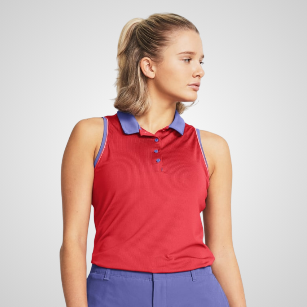 Under Armour Ladies Playoff Jacquard Sleeveless Golf Polo Shirt