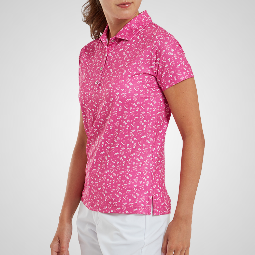 FootJoy Ladies Floral Print Lisle Golf Polo Shirt