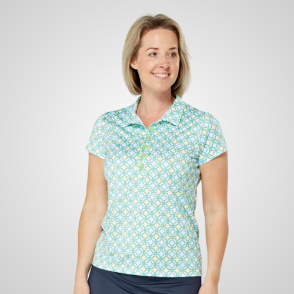 Swing Out Sister Ladies Autograph Golf Polo Shirt Blue Front