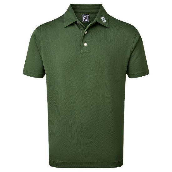 FootJoy Men's Stretch Pique Solid Olive Golf Polo Shirt