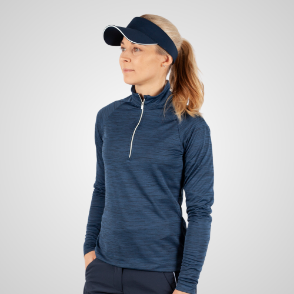 Model wearing Galvin Green Ladies Dina Navy Golf Sweater Front View
