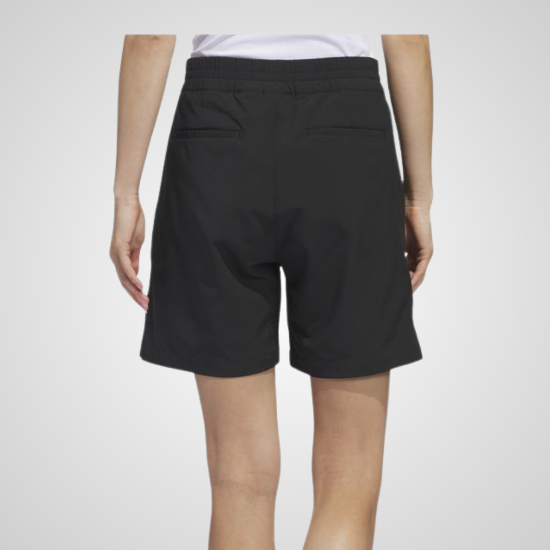 Model wearing adidas Ladies Ultimate 365 Bermuda Black Golf Shorts Back View