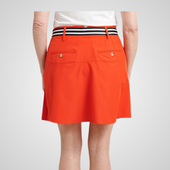 Model wearing Abacus Ladies Kildare Red Golf Skort Back View