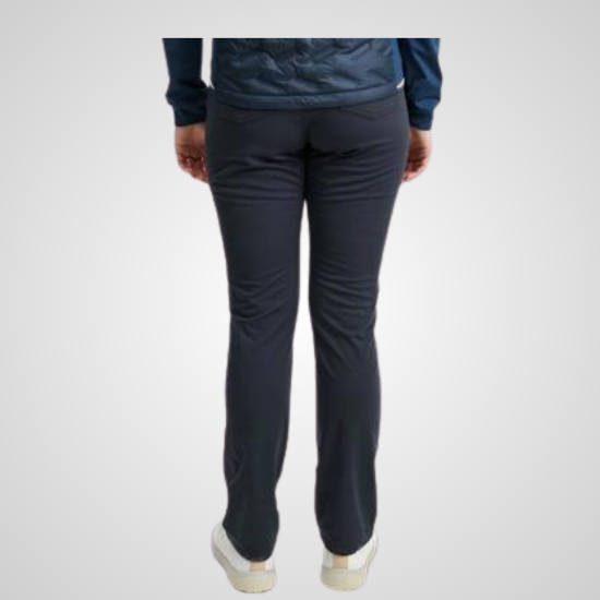 Model wearing Abacus Ladies Druids Windvent Golf Trousers Navy Rear View