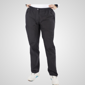 Model wearing Galvin Green Ladies Anna Gore-Tex Waterproof Black Golf Trousers Front View