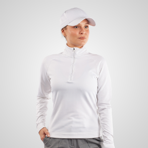 Model wearing Galvin Green Ladies Dolly White Golf Sweater Front View