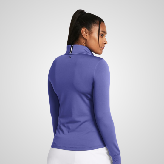 Model wearing Under Armour Ladies Playoff 1/4 Zip Starlight Golf Pullover Back View