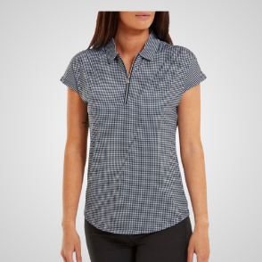 Picture of FootJoy Ladies Cap Sleeve Houndstooth Print Golf Polo Shirt