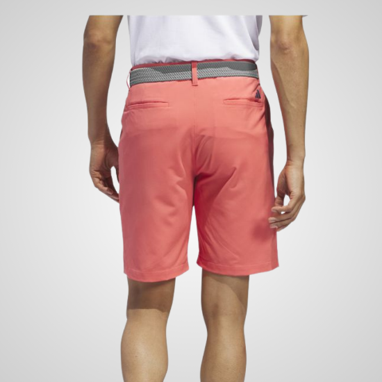 Model wearing adidas Men's Ultimate 365 Preloved Scarlet Golf Shorts Back View