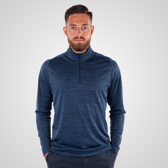 Model wearing Galvin Green Men's Dixon Navy Golf Sweater Front View