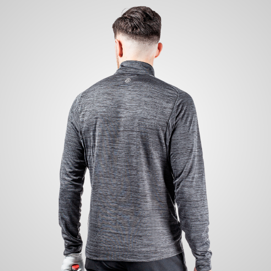 Model wearing Galvin Green Men's Dixon Black Golf Sweater Back View