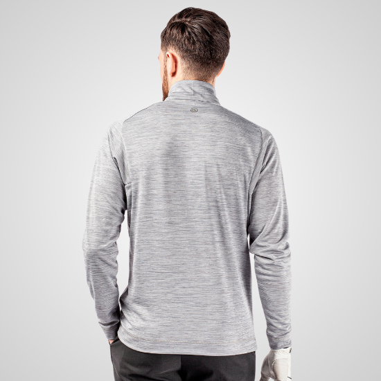 Model wearing Galvin Green Men's Dixon Grey Golf Sweater Back View