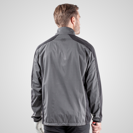 Model wearing Galvin Green Men's Lawrence 1/2 Zip Grey Golf Jacket Back View