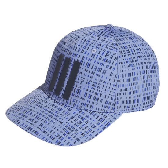 adidas Men's Tour 3 Stripe Print Blue Spark Golf Cap Front View