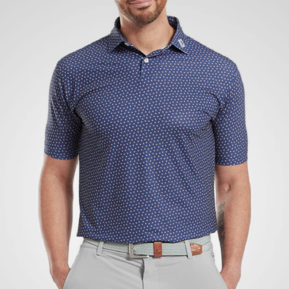 FootJoy Men's Bounce Print Pique Golf Polo Shirt