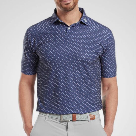 Picture of FootJoy Men's Bounce Print Pique Golf Polo Shirt