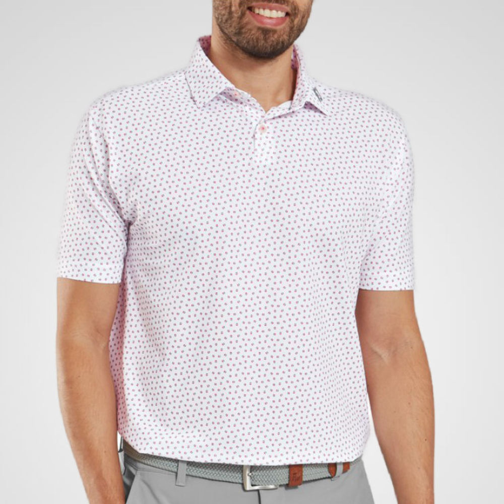FootJoy Men's Bounce Print Pique Golf Polo Shirt