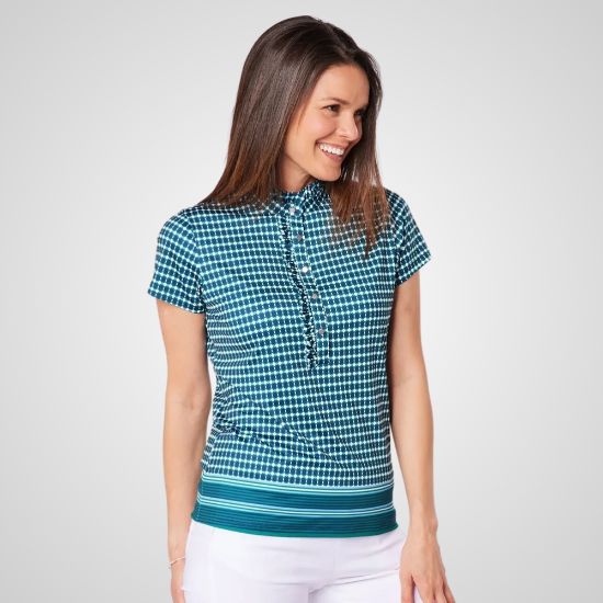 Picture of Swing Out Sister Ladies Leona Pattern Frill Golf Polo Shirt