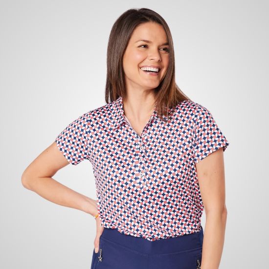 Picture of Swing Out Sister Ladies Leona Pattern Frill Golf Polo Shirt