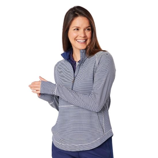 Picture of Swing Out Sister Ladies Lottie Stripe 1/4 Zip Golf Midlayer