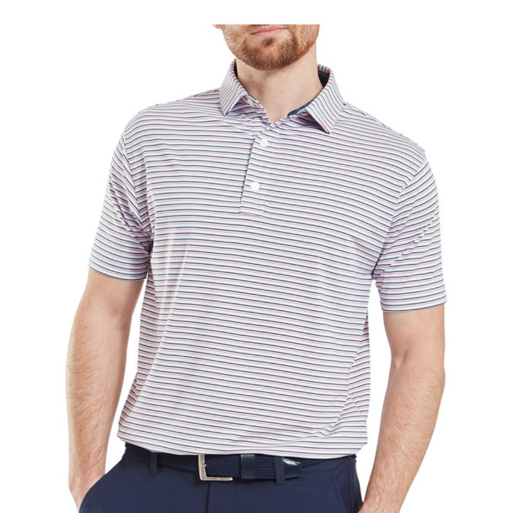 FootJoy Men's Balance Stripe Lisle Golf Polo Shirt